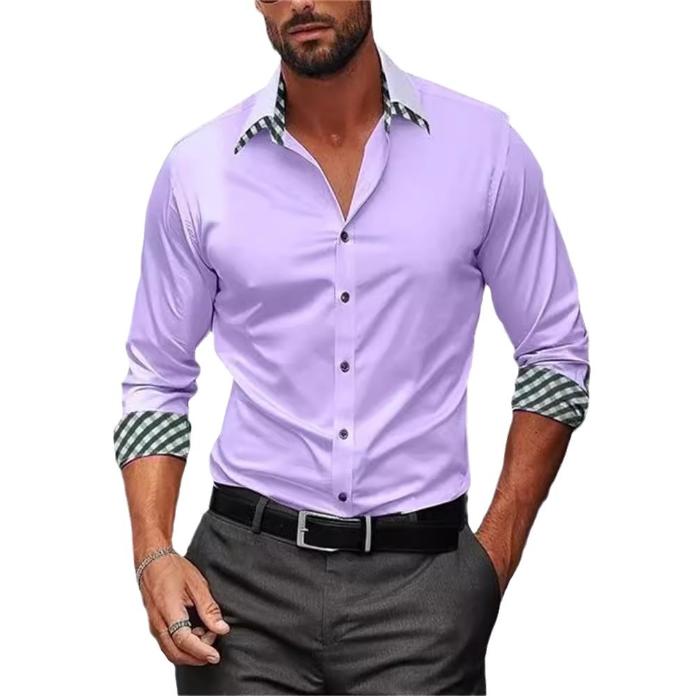 Nueva camisa de botón de manga larga de color sólido de alta gama tendencia suelta 2024 blusa de otoño para hombre MB12