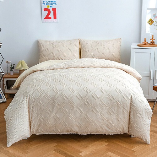 Cross-border bedding set with embroidered pile solid color minimalist duvet cover set of three Amazon wholesale manufacturer wholesale