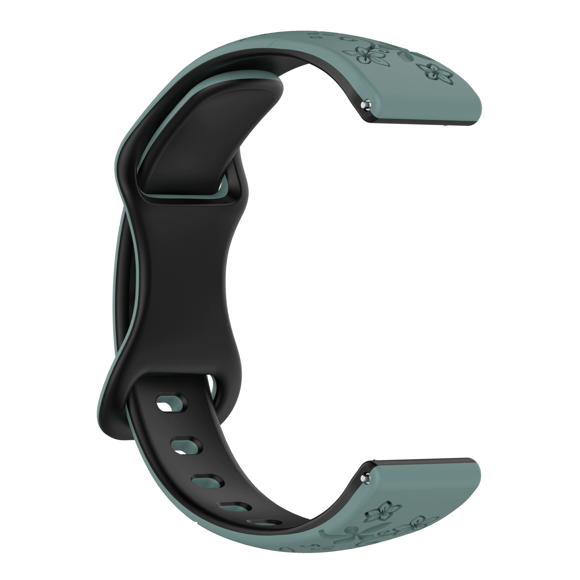 Совместимо с Samsung Huawei Huami Garmin, двухцветный тисненый силиконовый ремешок для талии 12/16/18/20/22 мм