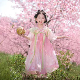 旗铂汉服女童夏儿童2026新款古风古装女孩绝美超仙连衣裙夏季唐装