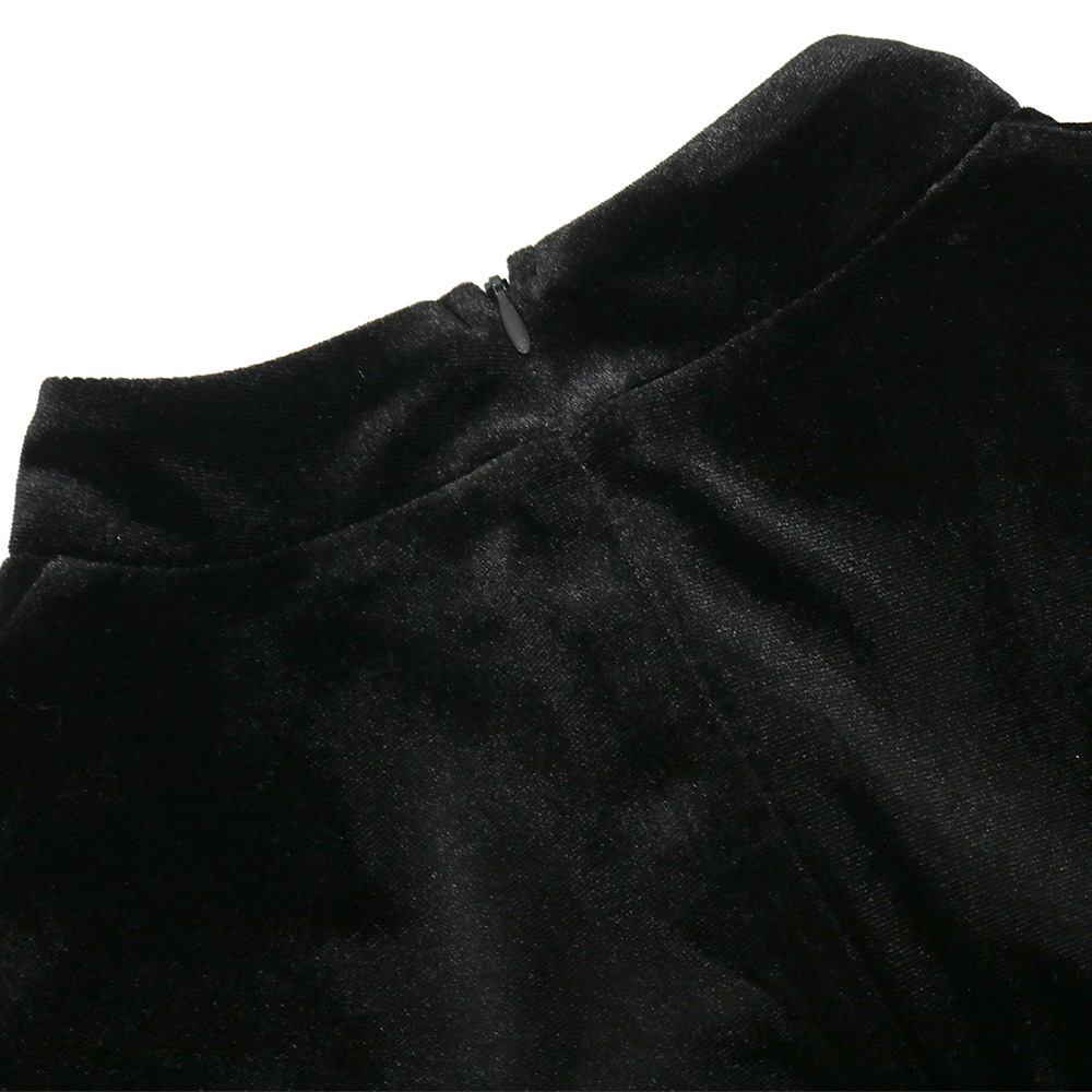 Stitching Feather Waist Velvet Texture Slim Dress NSCYF107338