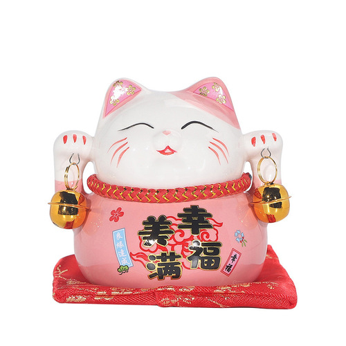 Small Lucky Cat Ceramic Home Ornaments Creative Japanese Lucky Cat Small Piggy Bank Shop Opening Event Gift