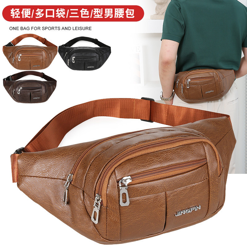 Factory wholesale new men's waist bag new business men's chest bag pu retro outdoor mobile phone waist bag men