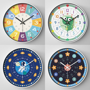 Early education wall clock clock cartoon mute clock children's time management quartz clock home wall 25CM clock