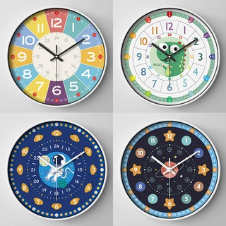 早教挂钟时钟卡通静音钟表儿童时间管理石英钟家用挂墙wall clock