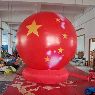 2019国庆气模 充气国旗气模红色发光圆球升空国旗球五星球气模