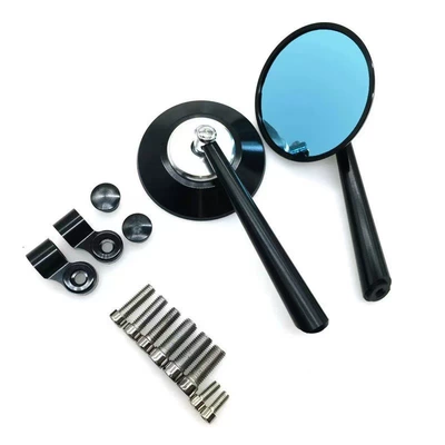 Motorcycle Scooter Modified Electric Motorcycle rearview mirror - round-rearview-mirror-black-silver