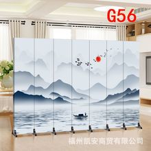 新中式屏風隔斷牆辦公室客廳廚房簡約現代移動折疊雙面布藝背景牆