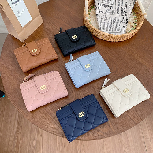 Korean-style women's wallet, women's wallet, short-length card holder, multi-card slot, slim wallet/wallet holder.