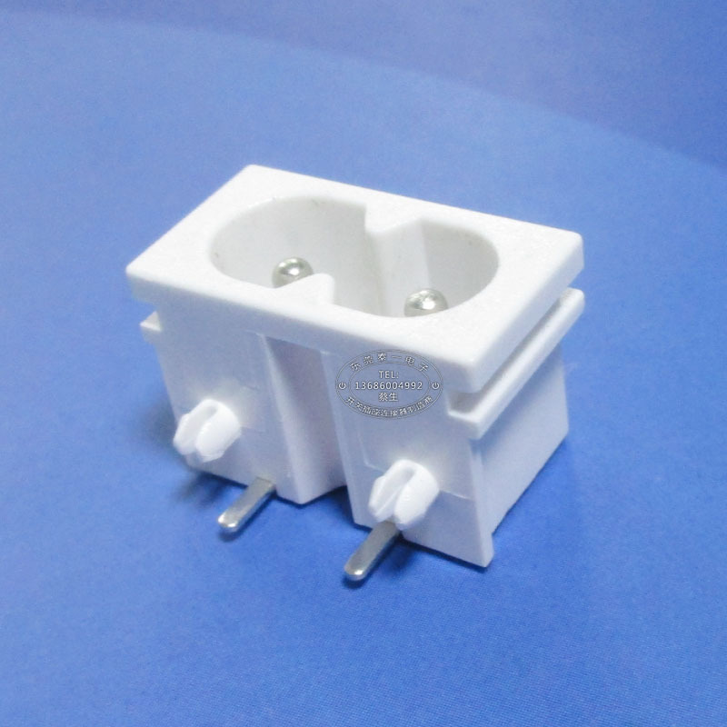 双蘑菇头固定柱白色小8字尾插座22*12卧式8字口90度脚AC插座DB-8