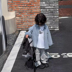 男童春款衣服韓版童裝2024年春季新款兒童襯衫牛仔襯衫