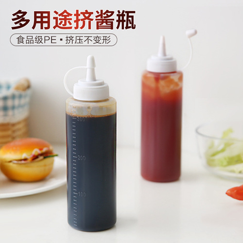 Pointed mouth squeeze sauce bottle plastic household tomato sauce salad squeeze bottle sauce honey bottle condiment bottle bottle condiment bottle