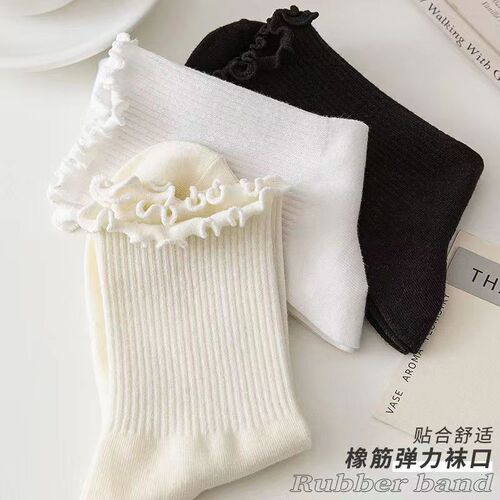 Fungus lace socks women's mid-calf socks ins trendy summer thin cute Japanese summer Mary Jane socks