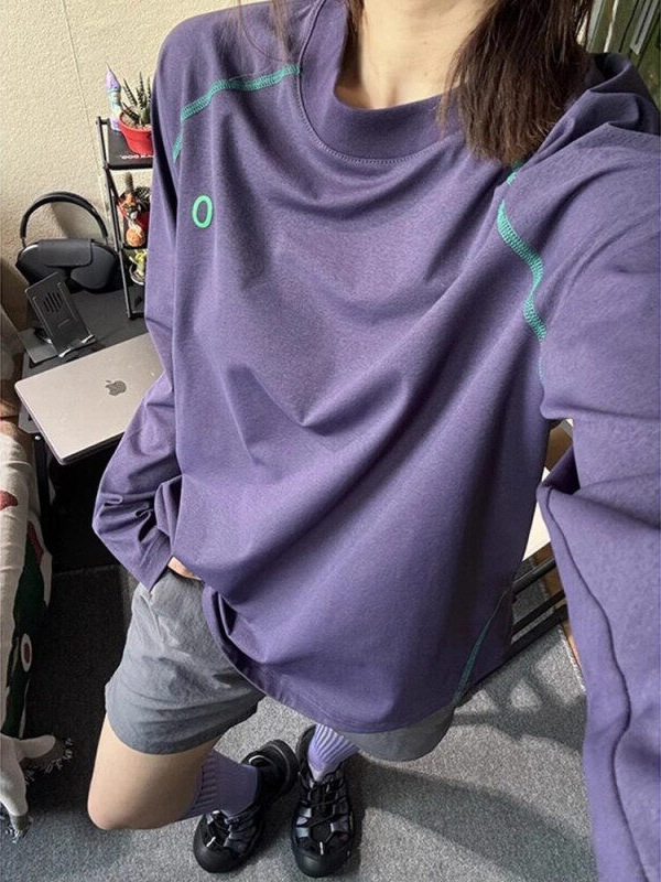 冰蓝色速干防晒长袖t恤男女夏季薄款撞色插肩袖户外运动骑行上衣|undefined