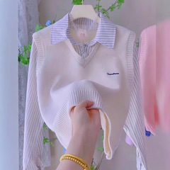 2025初春の新型韓国版偽長袖tシャツ女性の洋気減齢高級感POLO襟
