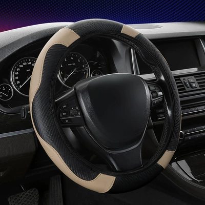 cover elastic band cross-border e-commerce — Steering wheel cover - beige-38cm