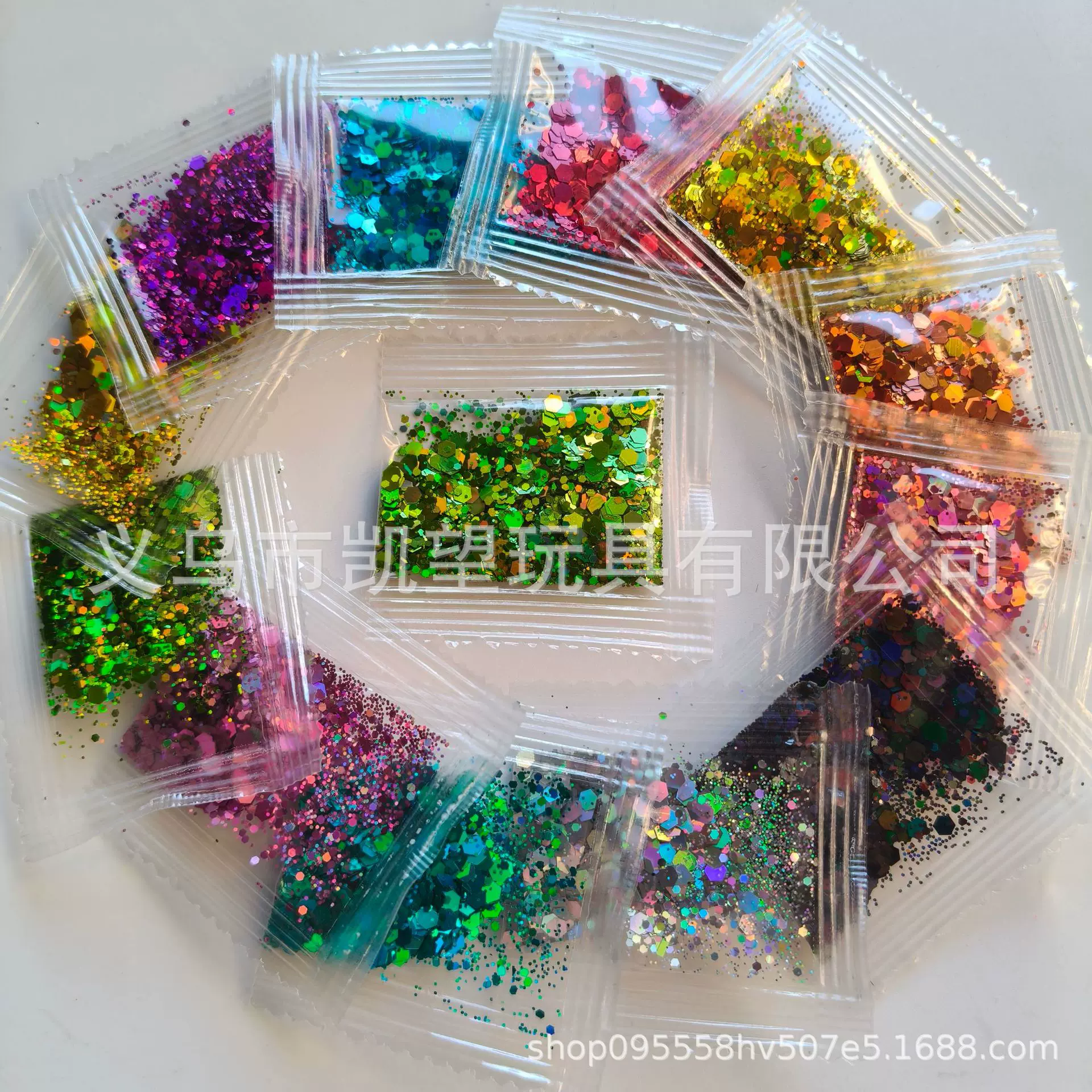 跨境1克袋装镭射亮片闪粉美甲DIY手工水晶泥史莱姆玩具填充金葱粉