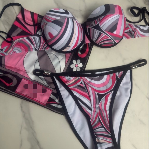 Écharpe de bikini rayée, paréo de plage pour femme, vêtement de plage tendance_voghion.com