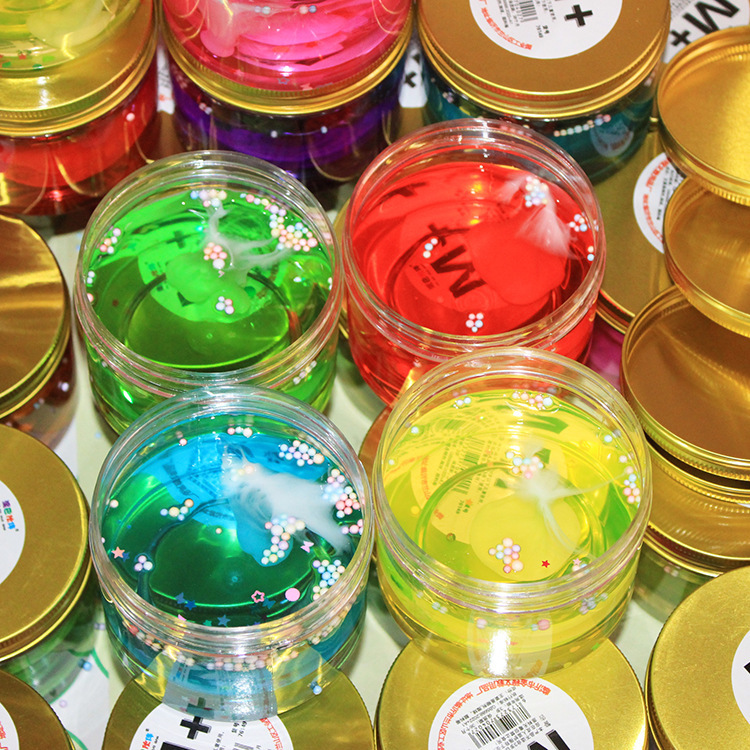 Juguetes para niños, arcilla de cristal, caja redonda, arcilla de color, plastilina fluida, círculo de juguete de descompresión, tienda departamental de 2 yuanes