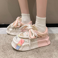 厚底面包休闲运动鞋子女夏季2025年新款设计感小众百搭松糕底板鞋