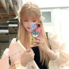 Cheng Ming wig for women with platinum round face, naturally fluffy, sweet Internet celebrity, summer long straight hair, full headband style