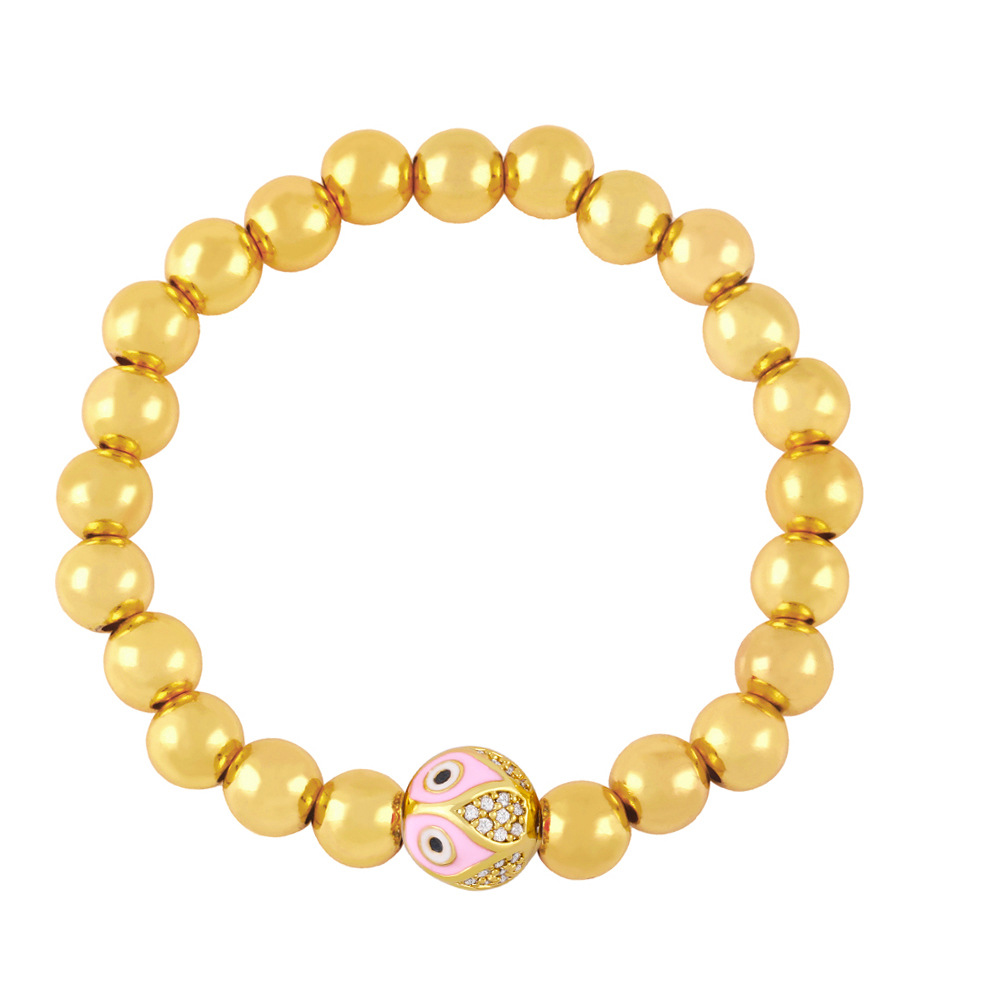European and American glossy round beads devilu0027s eyes beaded elastic copper bracelet