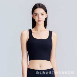 短袖bra-inT恤女夏圆领显瘦免穿文胸罗纹上衣带胸垫休闲百搭