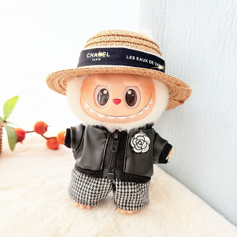 仅衣服] 二代盲盒Labubu衣服搪胶脸挂件拉布布坐坐派对潮流背带裤|undefined