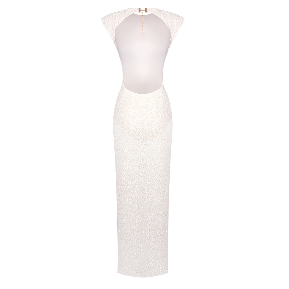Women's Clothing Sexy Backless Oversized Shoulder Sequined Lace Bridesmaid Dress Australian Design Summer Style_ecoleips.com