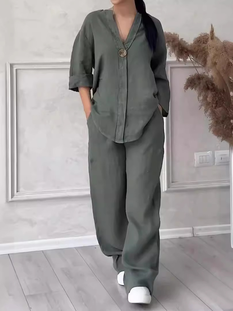 Dambyxa med vida ben set retro stil vardagskläder_voghion.com