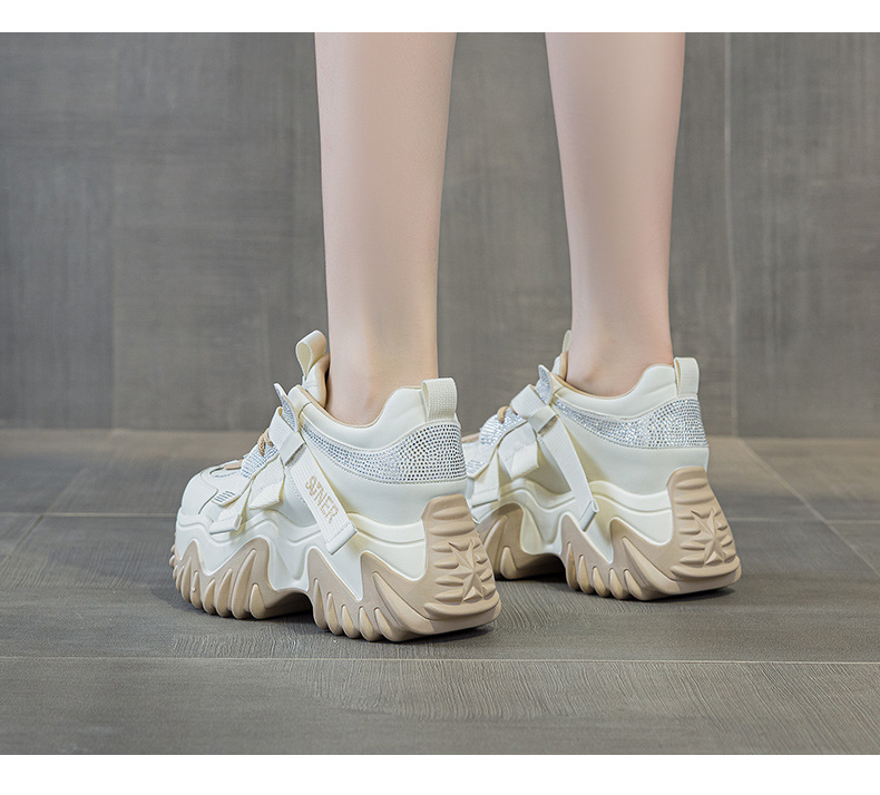Giày sneaker nữ chunky đế dày phong cách retro, tăng chiều cao — Xám lông cừu 5013-1, Be lông cừu 5013-1, Be một lớp 5013, Đỏ lông cừu 5013-1 chi tiết 11