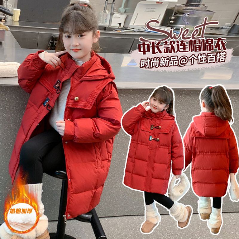 女童红色军领棉衣