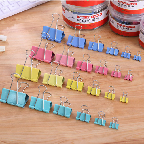 Office color long tail clip, stationery wholesale small clip, bill folder, black metal dovetail clip