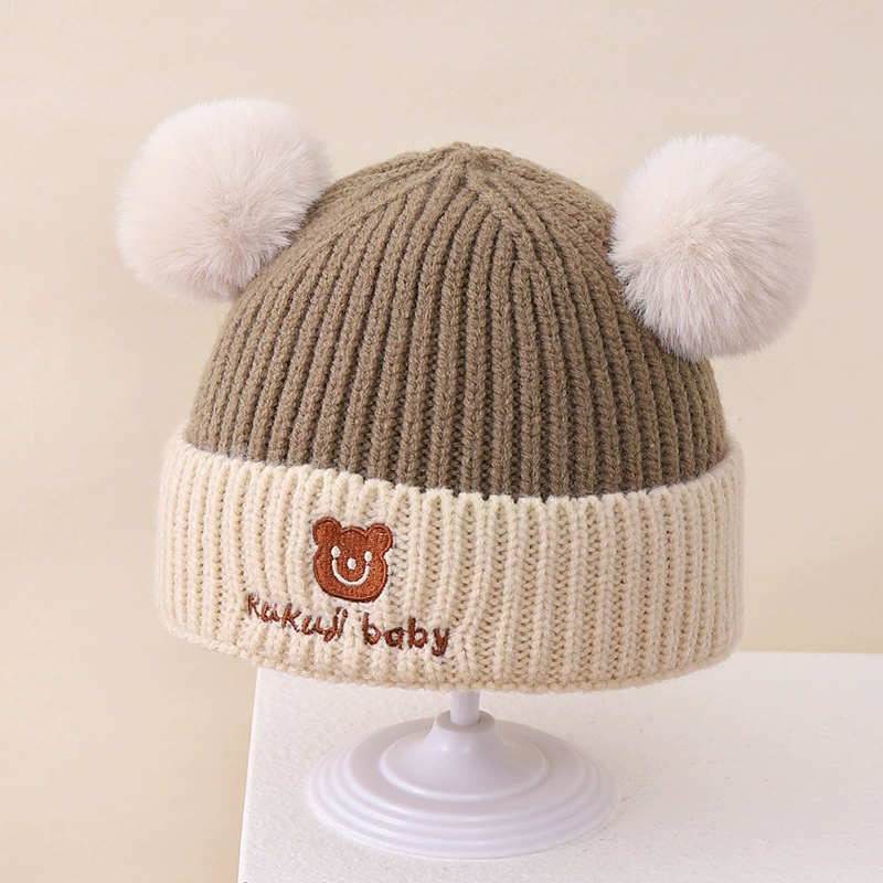 Children's Knit Hat & Scarf Set - Thick Demi-Season Warmth, Bear Patch, Cozy Knit, Color Options