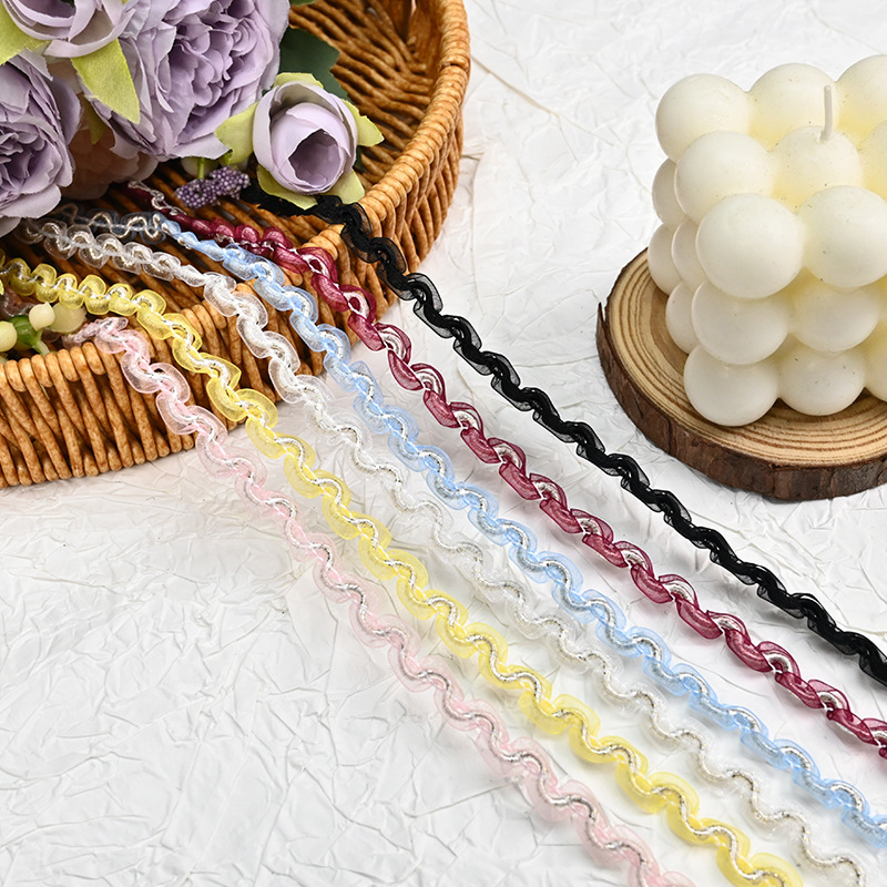 Nuevo hilo de nieve ondulado encaje DIY accesorios de ropa hecha a mano multicolor encaje opcional al por mayor trenzado