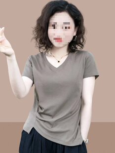 2025 Summer New Style Women's Cotton Short-Sleeved T-Shirt Asymmetrical Design Niche Short Top T-Shirt