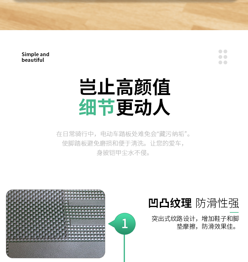 Yadi M10-M Electric Vehicle Foot Mat, Waterproof Leather Foot Mat for Electric Scooter, M10-M Anti-Slip Foot Mat