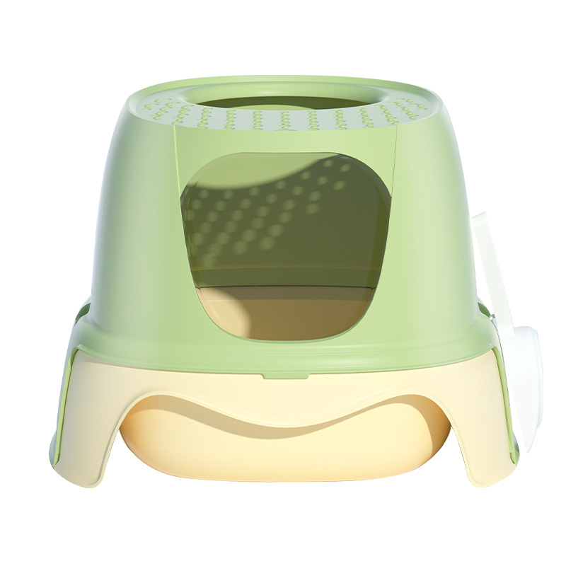 El pastel al por mayor directo de fábrica se puede utilizar para la caja de arena para gatos tipo cohete superior, desodorización de arena, inodoro para gatos grande extraíble y lavable