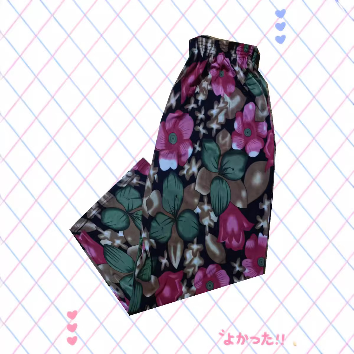 Mom's Pants Summer Ice Silk Nine-Point Floral Pants Wholesale Thin High-Waisted Casual Loose Fashion Middle-Aged and Elderly Women's Pants Cross-Border