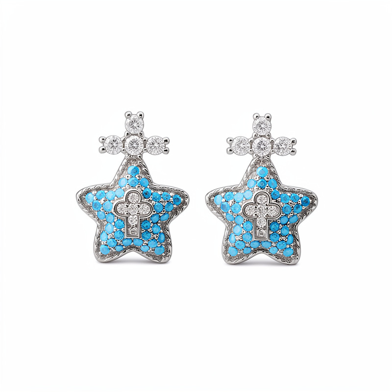 Flores de zircon cruces de estrellas collares de llaves lujosos nichos clavículas personalidad temperamento moda conjunto de joyas
