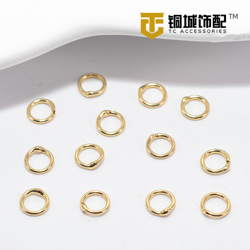 14K recubierto de oro anillo abierto que preserva el color anillo cerrado chapado en oro de cobre accesorios de joyería pulsera anillo abierto hecho a mano DIY conexión