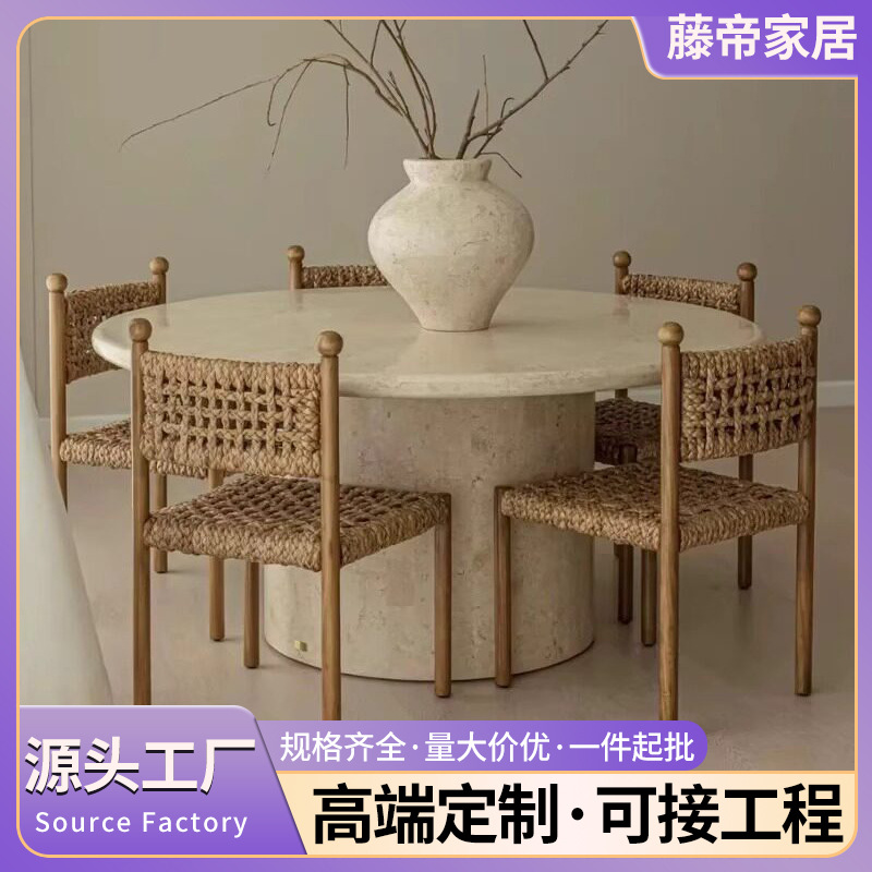 북유럽 통나무 식탁 의자, 간단한 손으로 짠 밧줄 등받이 의자, 가정 학습 침실 단단한 나무 의자, 레스토랑 밀밭 의자