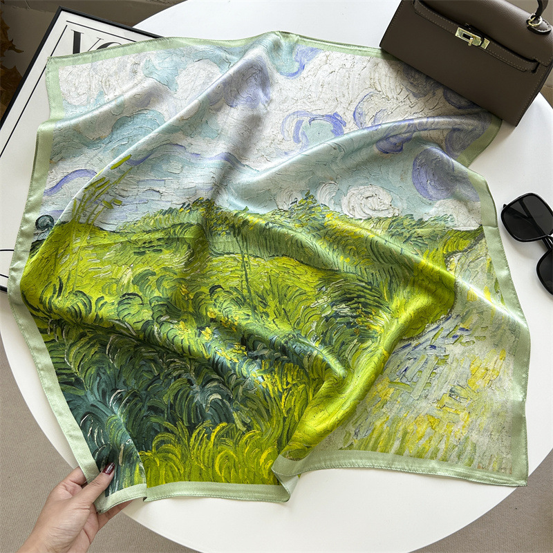 白黒の幾何学のストライプの韓国版の百合のシルクのスカーフの桑のシルクのスカーフの女性の春夏のファッションの薄いタイプのスカーフの贈り物