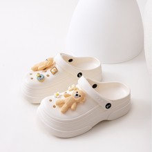 新款女士洞洞鞋超轻弹极软底舒适增高沙滩防滑厚底包头洞洞鞋批发