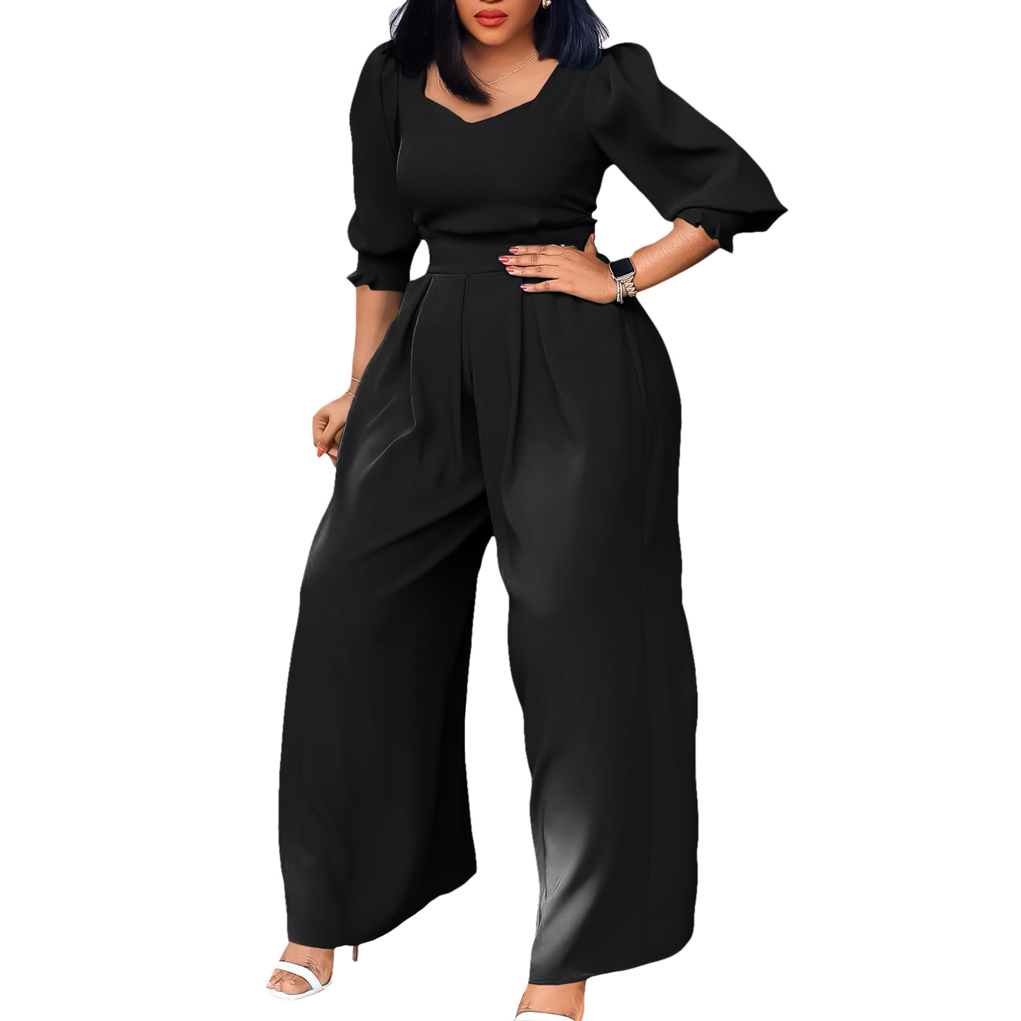 Damen Jumpsuit Langarm Lässig Weites Bein Für Den Winter_voghion.com