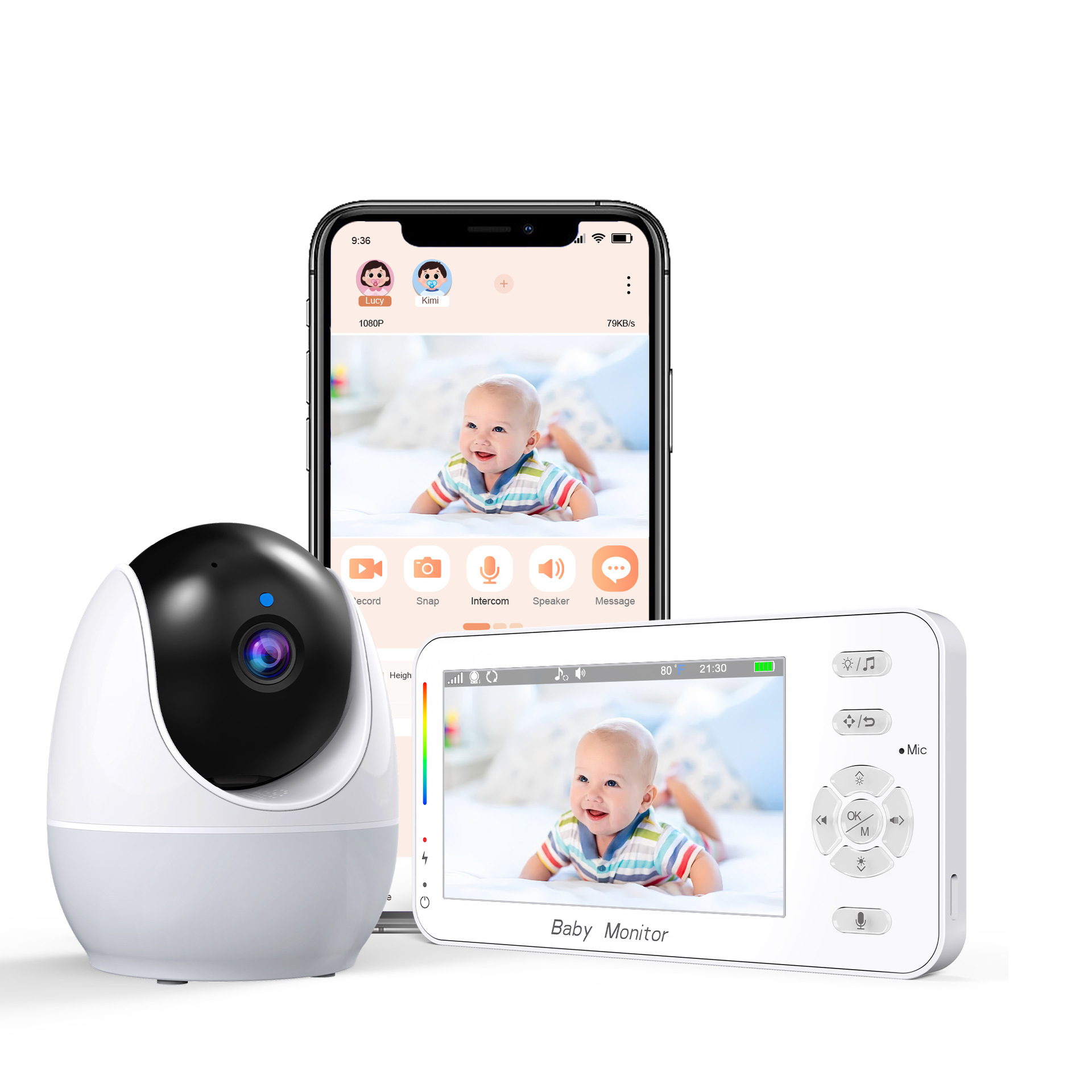 Wireless radio baby monitor