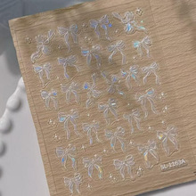 果冻蝴蝶结指甲贴纸5D浮雕立体精致飘带蝴蝶结美甲贴纸饰品 SL款