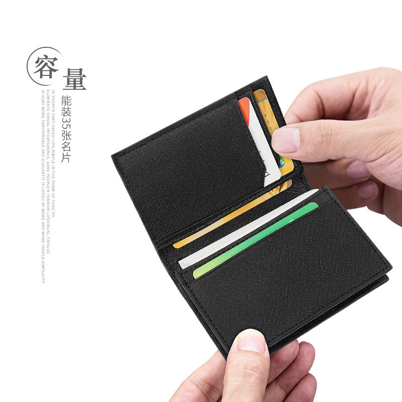 Genuine Leather Business Card Bag Men's Business Saffiano Card Holder Vertical Card Bag Thickened Exhibition Gift Box Card Bag 3102