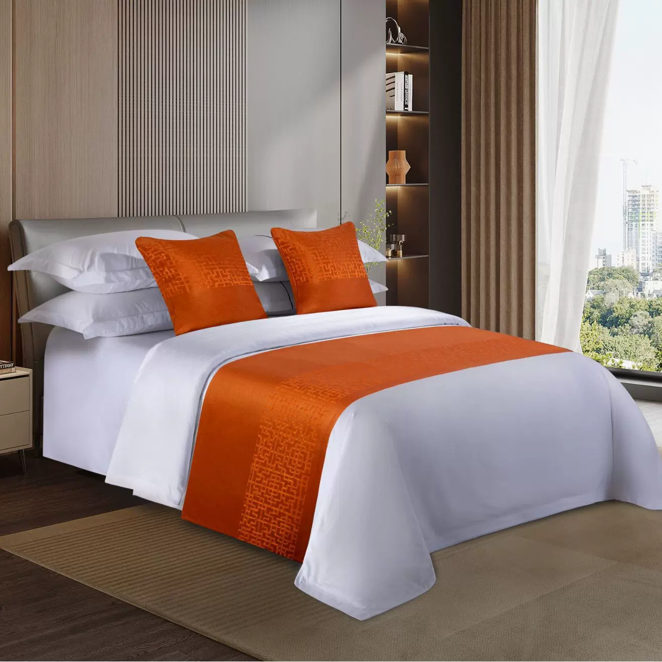 酒店用品宾馆民宿床尾巾酒店布草床旗简约床盖床尾垫床上用品批发