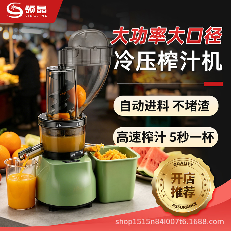 Lingjing Commercial Juicer 500W High Power Large Diameter Juice and Pulp Separator Original Juice Machine for Street Vendors